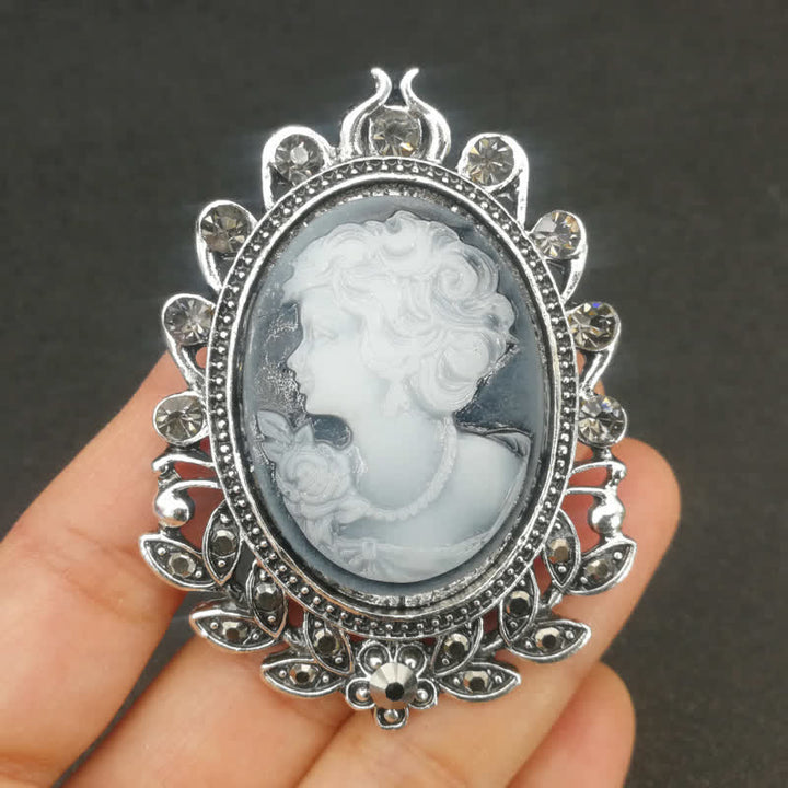 Women's Victorian Cameo Silhouette Leaf Brooch - image 6