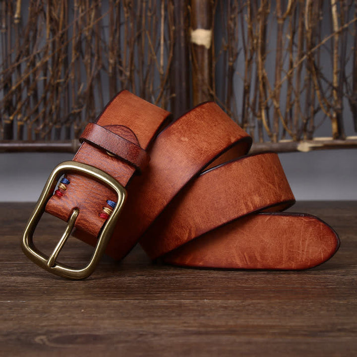 Men's Vintage Thicken Pure Cowhide Leather Belt - image 12