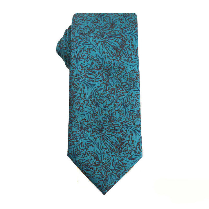 Men's Business Lake Blue Series Necktie - Flower & Leaf - image 6