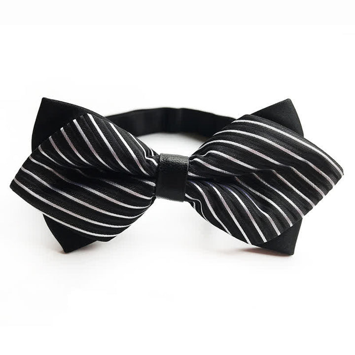 Men's Classic Striped Pointy Bow Tie - White & Black - image 0