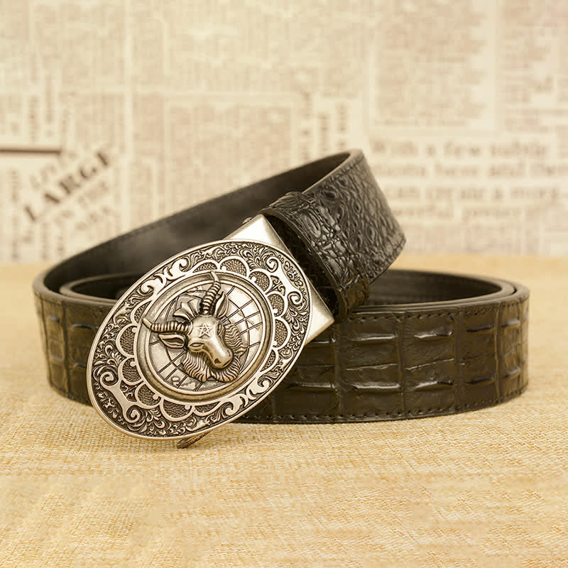 Men's Wild Goat Alligator Pattern Leather Belt - image 16