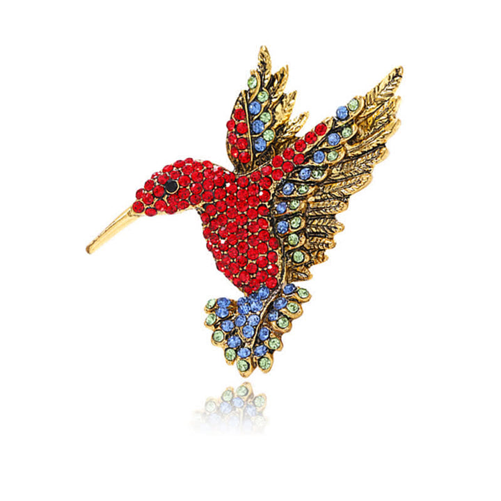 Women's Hummingbird Rhinestone Brooch - Red - image 5