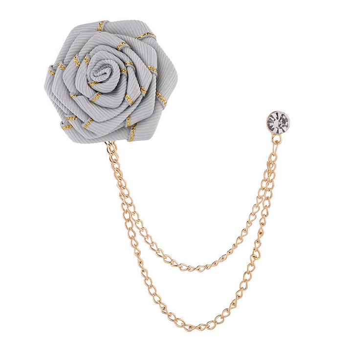 Men's Charming Floral Rose Chain Brooch - Gray - image 14