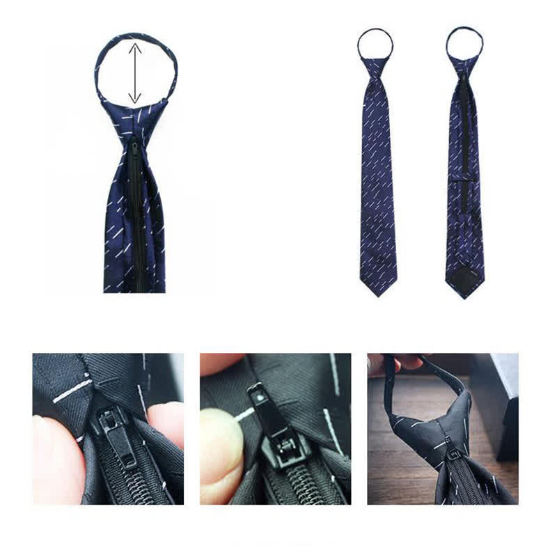 Men's Garden Motif Embroidery Zipper Necktie - image 4