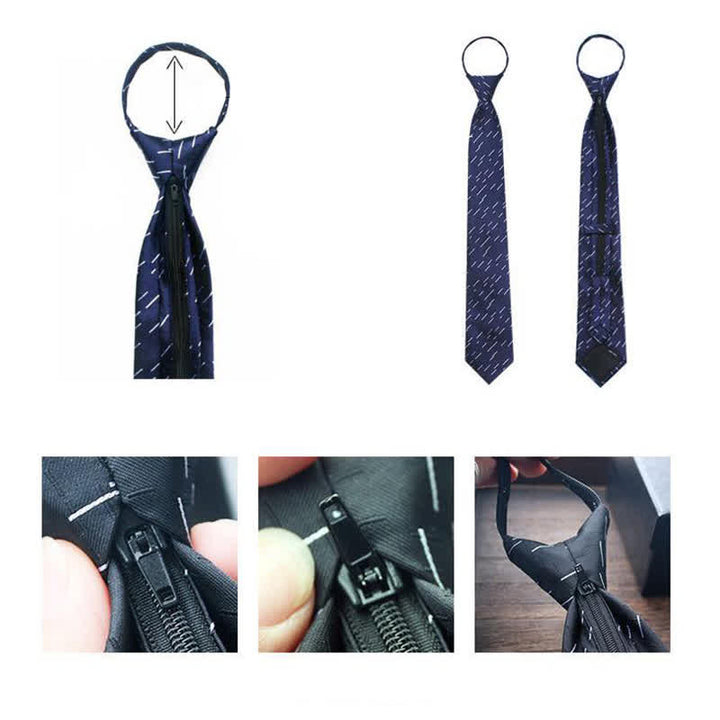 Men's Garden Motif Embroidery Zipper Necktie - image 4