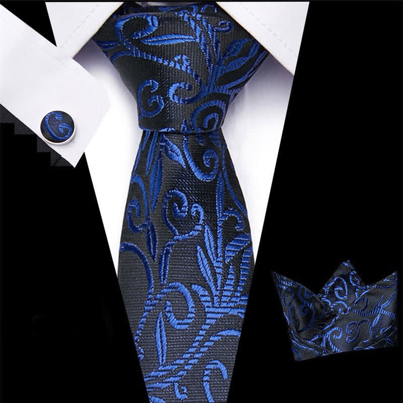 3Pcs Men's Twining Vine Necktie Set - Blue - image 4