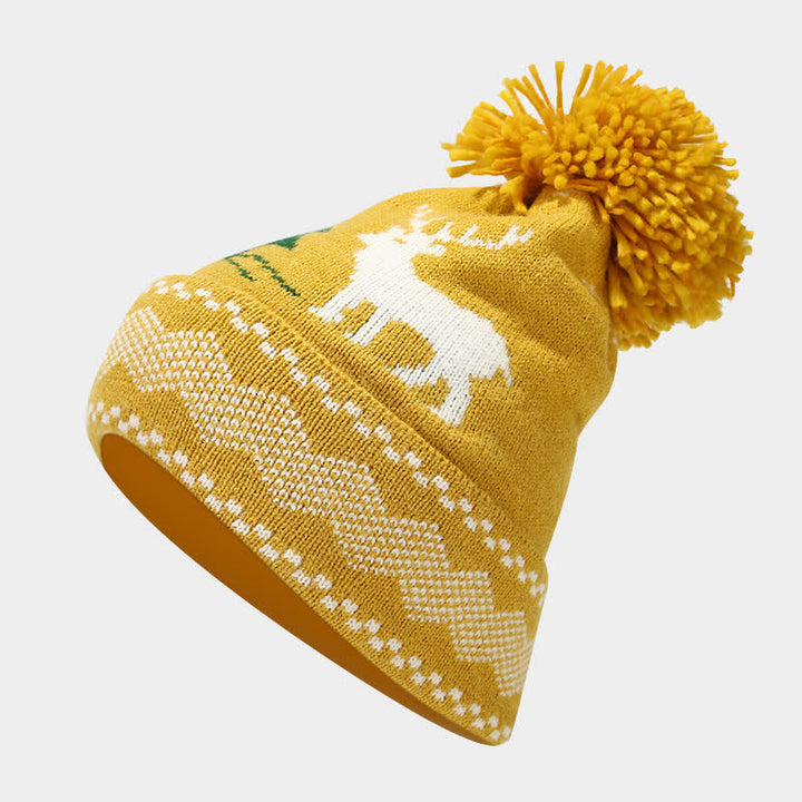 3Pcs Women's Reindeer Tree Jacquard Hat Scarf Gloves Set - image 15