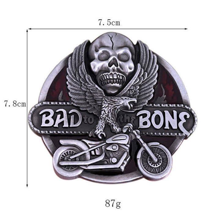 Men's DIY Eagle Skull Biker Bad To The Bone Buckle Leather Belt - image 2