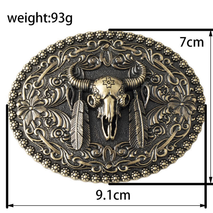 Men's Engarved Feather Bull Jeans Leather Belt - image 8