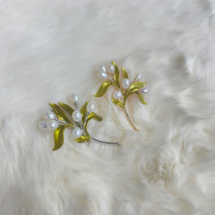 Women's Natural Pearl Olive Branch Brooch - image 5