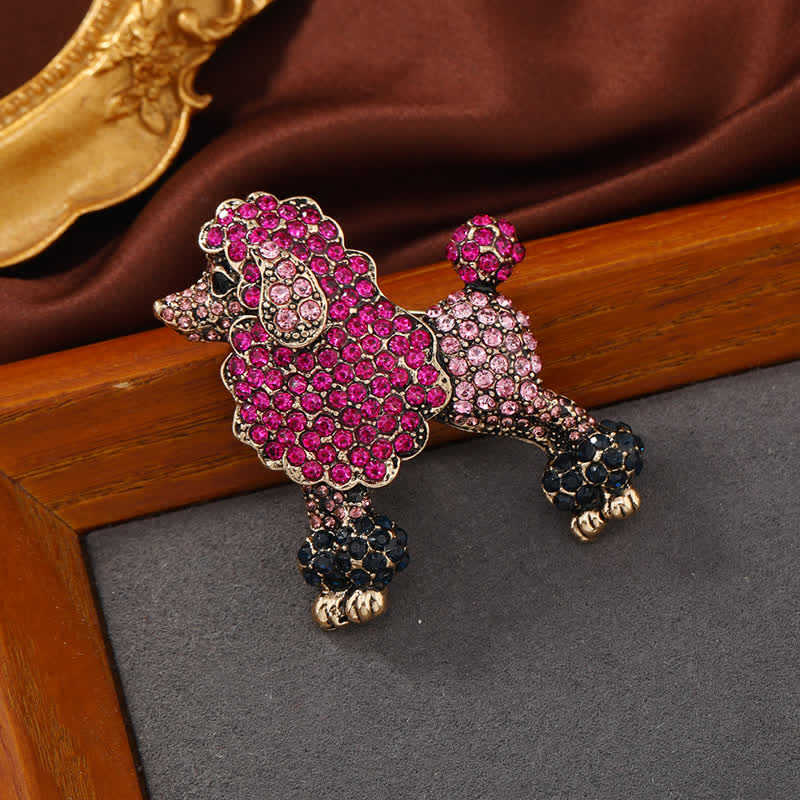 Women's Rhinestone Poodle Dog Brooch - Pink - image 0