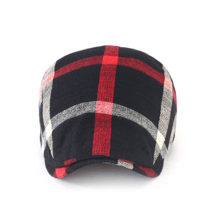 Striped Plaid Thin Adjustable Beret Cap - image 1