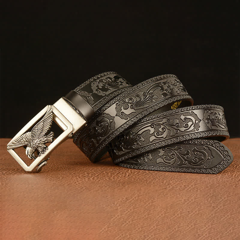 Men's Vintage Hollow Eagle Buckle Leather Belt - image 14