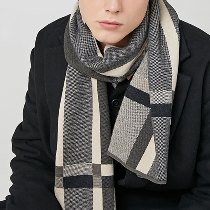 Men's Winter Classical Warm Plaid Stripe Scarf - image 14