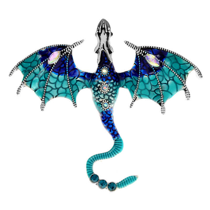 Unisex Legand Flying Dragon Brooch - Blue - image 8