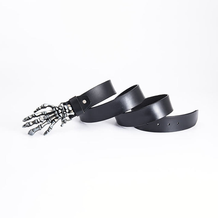 Men's Rock Punk Skeleton Hand Leather Belt - image 12