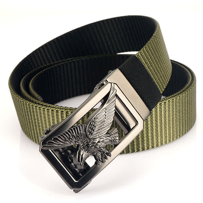 Men's Soaring Hawk Eagle Double-Sided Nylon Belt - Army Green & Black - 48" - image 9