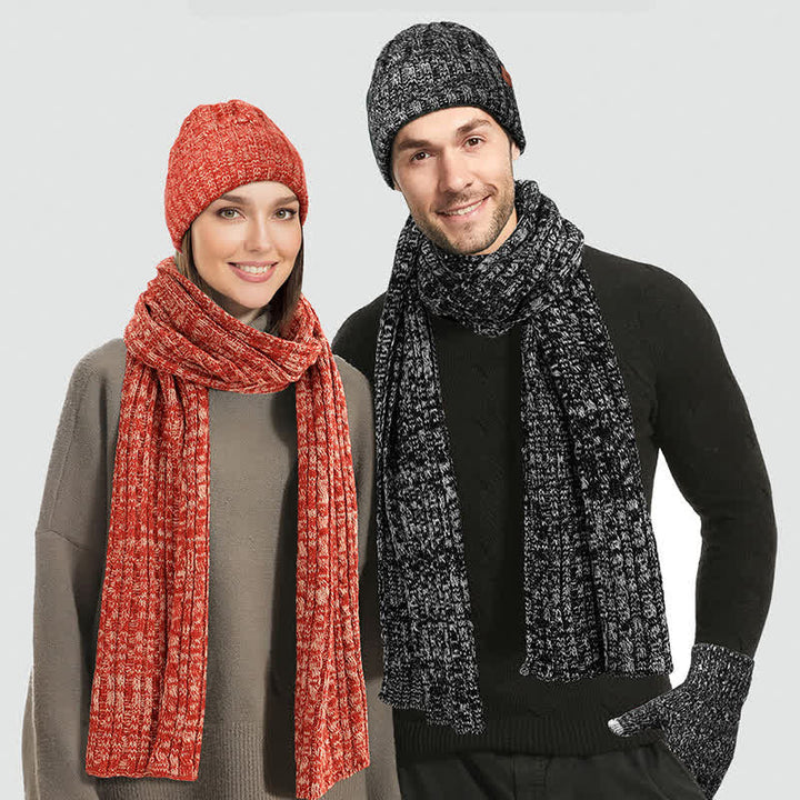 3Pcs Unisex Stylish Hat Long Scarf Touch Screen Gloves Set - image 2