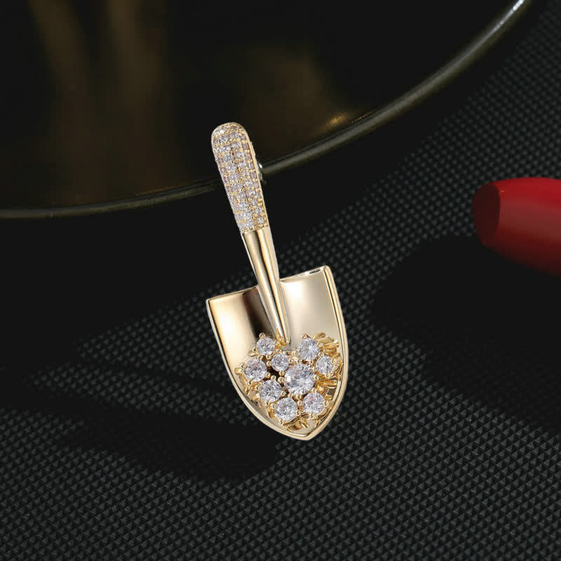 Unisex Plated Mini Shovel Brooch - Gold - image 0