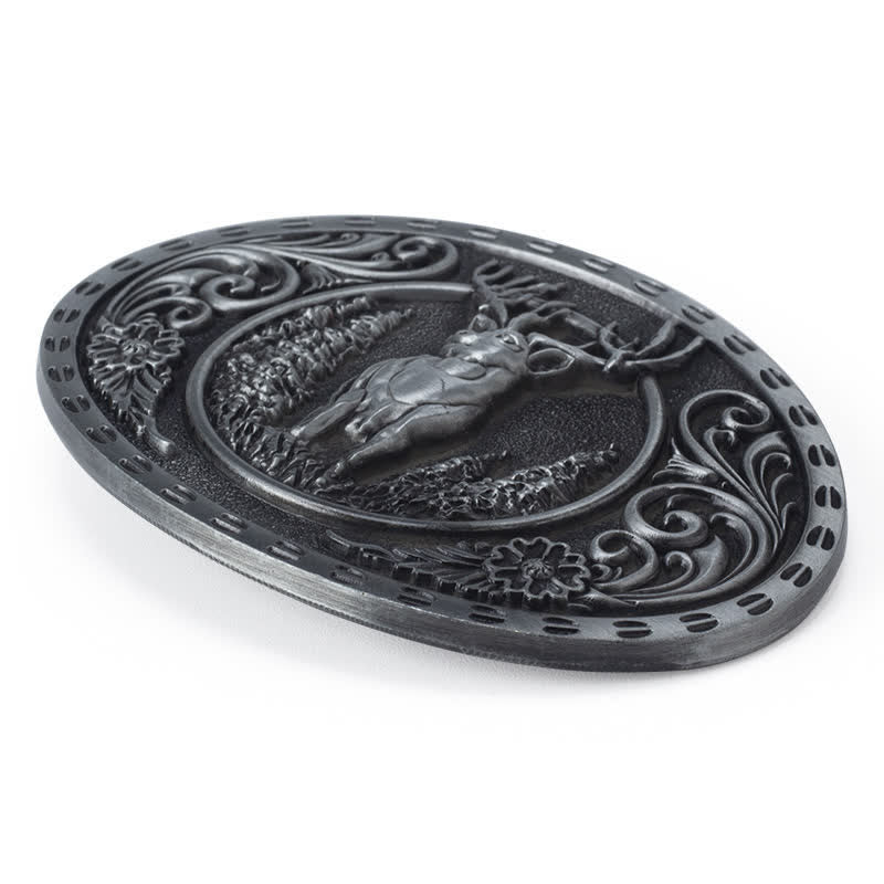 Men's DIY Deer Hunter American Flag Buckle Leather Belt - image 9