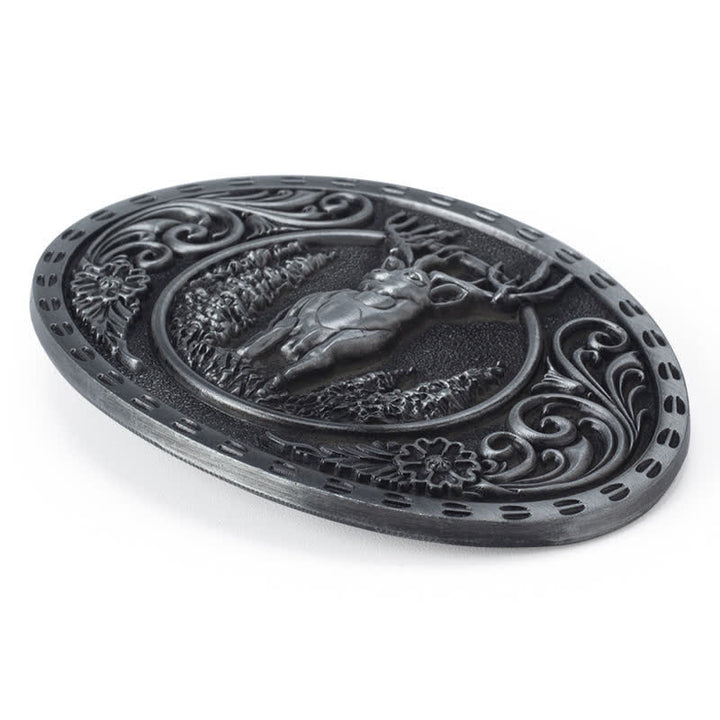 Men's DIY Deer Hunter American Flag Buckle Leather Belt - image 9