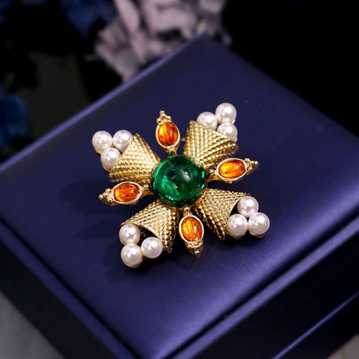 Women's Empress Baroque Cross Pearl Brooch - image 4