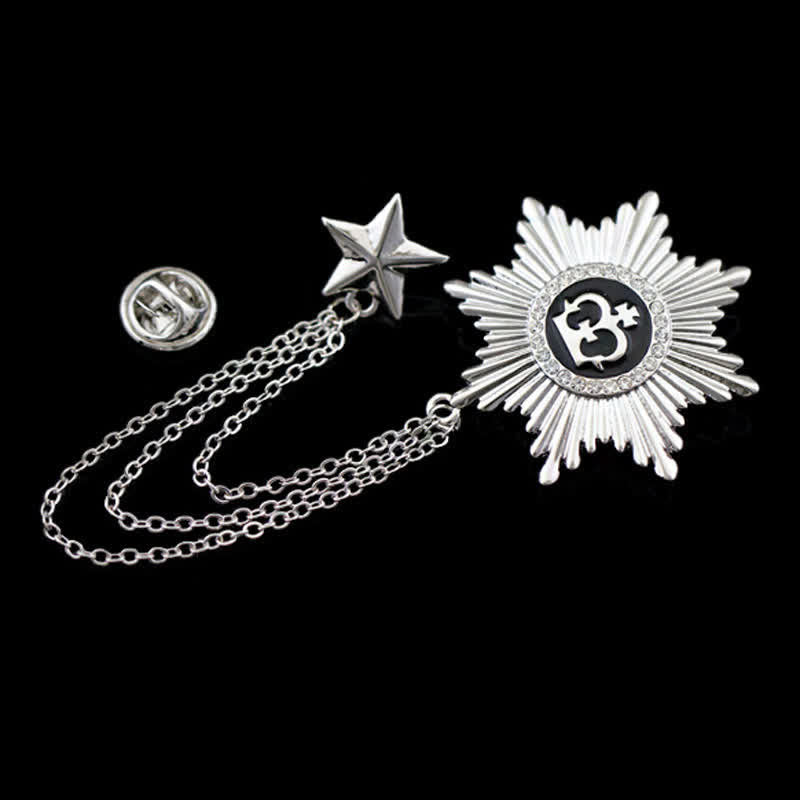 Men's Octagon Star Crown Chain Brooch - image 4
