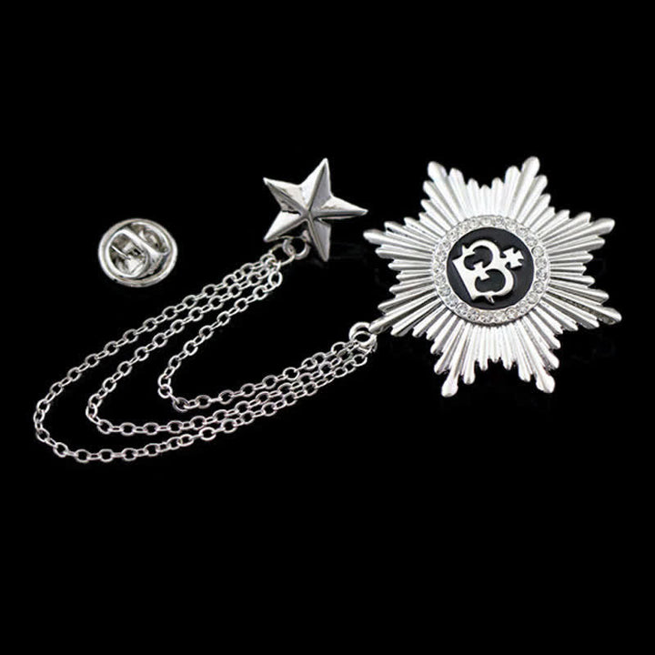 Men's Octagon Star Crown Chain Brooch - image 4