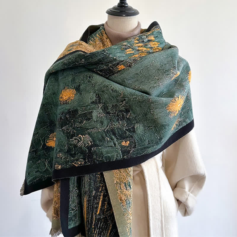 Women's Magnificent Scene Oil Painting Thickened Scarf - image 0