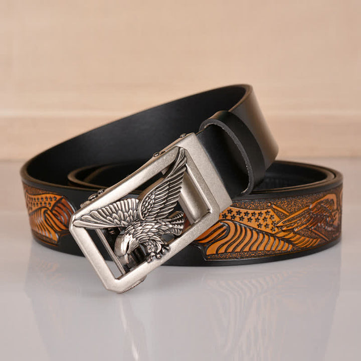 Men's Hollow Eagle Buckle Embossed Leather Belt - image 20
