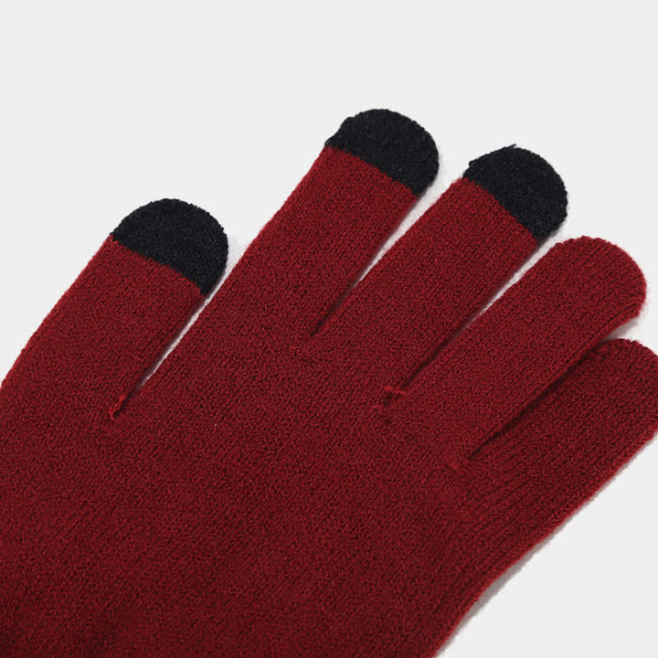 3Pcs Unisex Thickened Twill Knit Hat Scarf Gloves Set - image 8