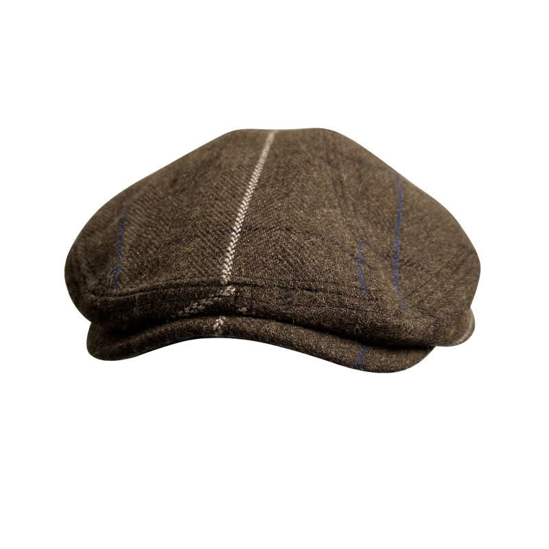 Vintage Coffee Blue White Strips Beret Cap - image 1