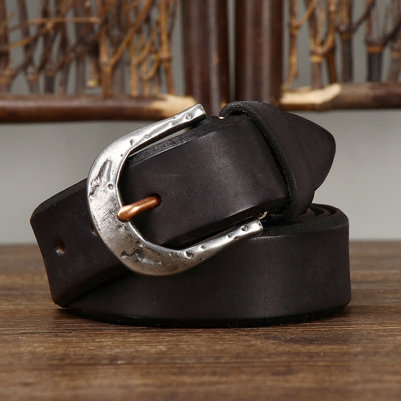 Men's Classic Vintage Carved Buckle Leather Belt - image 3