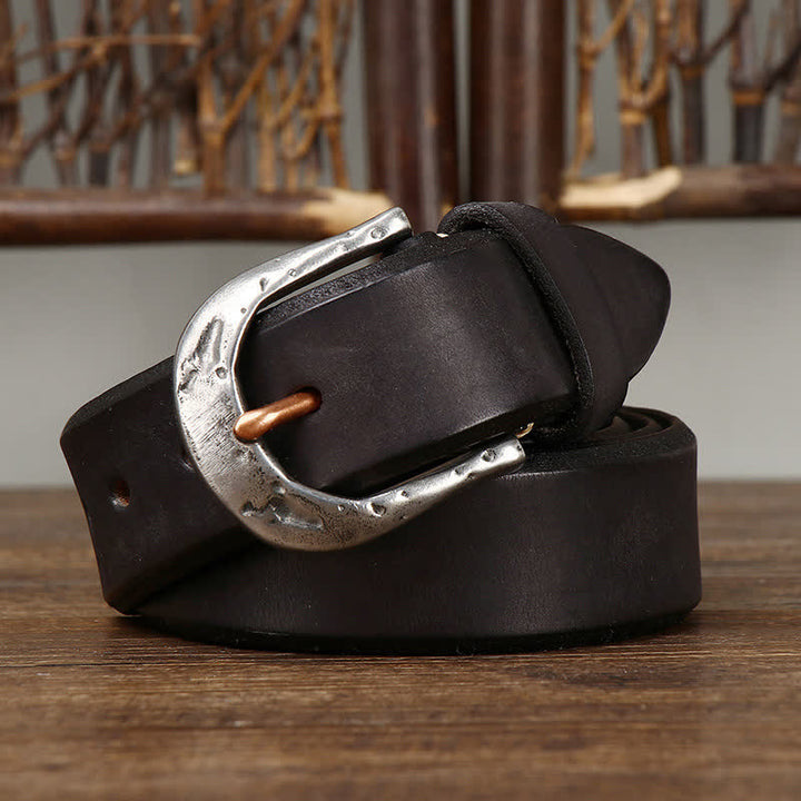 Men's Classic Vintage Carved Buckle Leather Belt - image 3