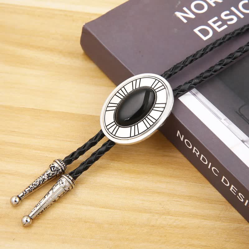 Oval Natural Agate Stone Medallion Bolo Tie - image 8