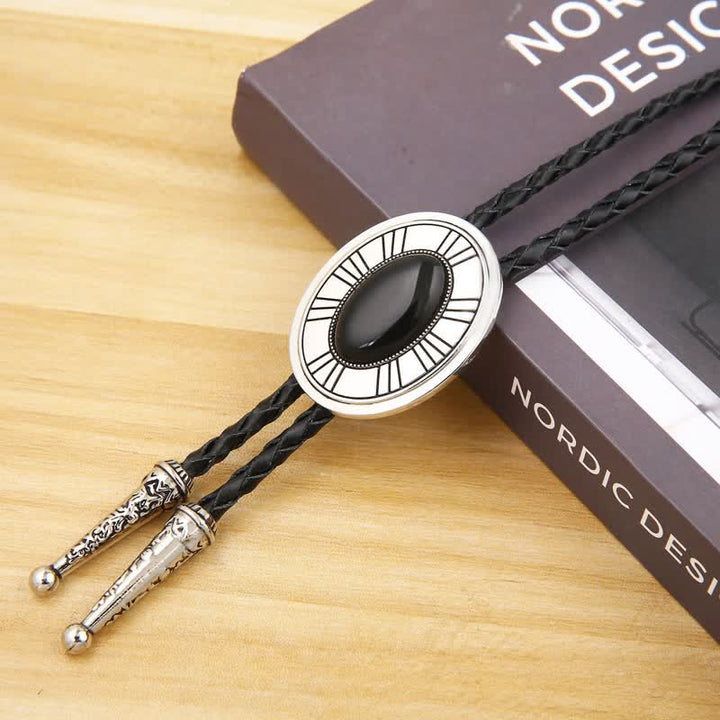 Oval Natural Agate Stone Medallion Bolo Tie - image 8