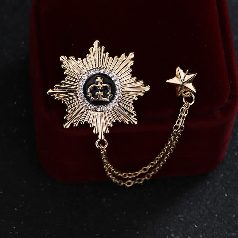 Men's Octagon Star Crown Chain Brooch - image 1