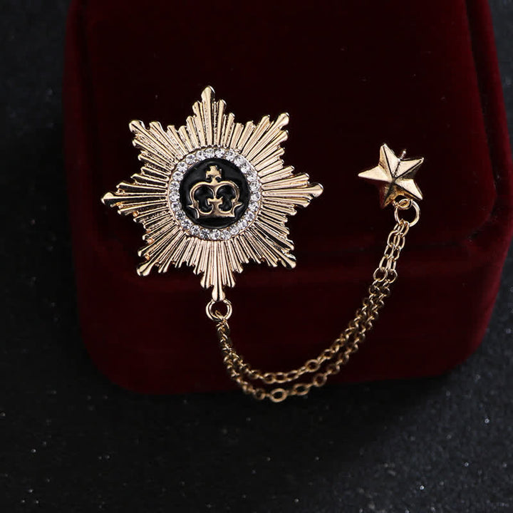 Men's Octagon Star Crown Chain Brooch - image 1