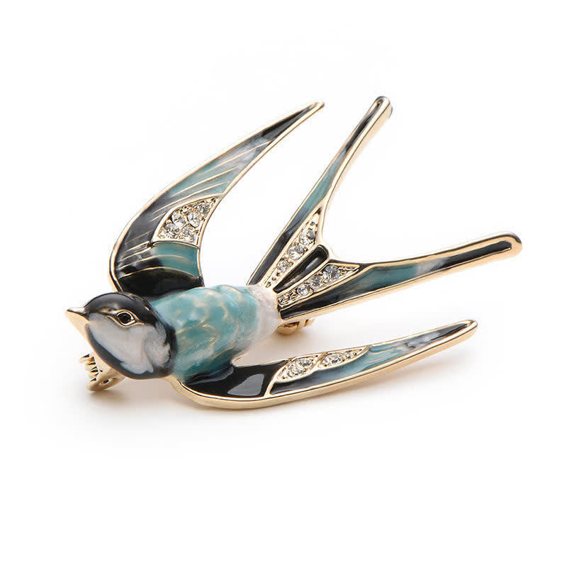 Women's Cute Enamel Swallow Brooch - Blue - image 0