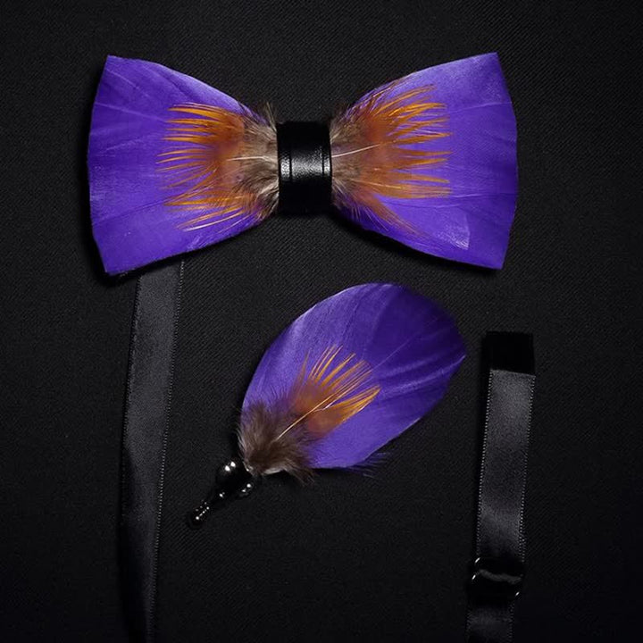 Bright-Coloured Handmade Feather Bow Tie Collection Bundle - image 7