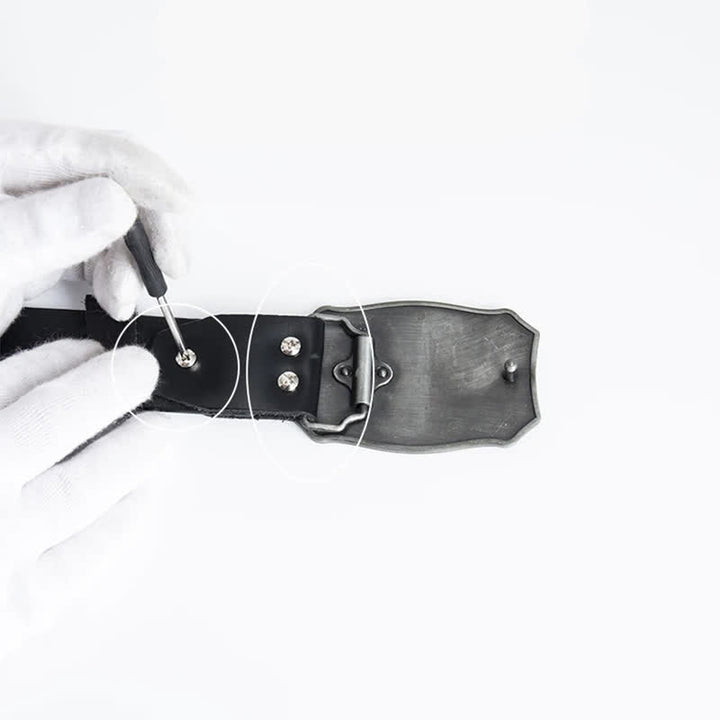 Men's Punk Locomotive Motorcycle Leather Belt - image 7