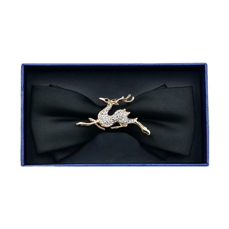 Men's Rhinestone Metal Matte Bow Tie - Deer - Black - image 11