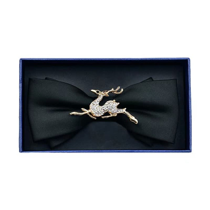 Men's Rhinestone Metal Matte Bow Tie - Deer - Black - image 11
