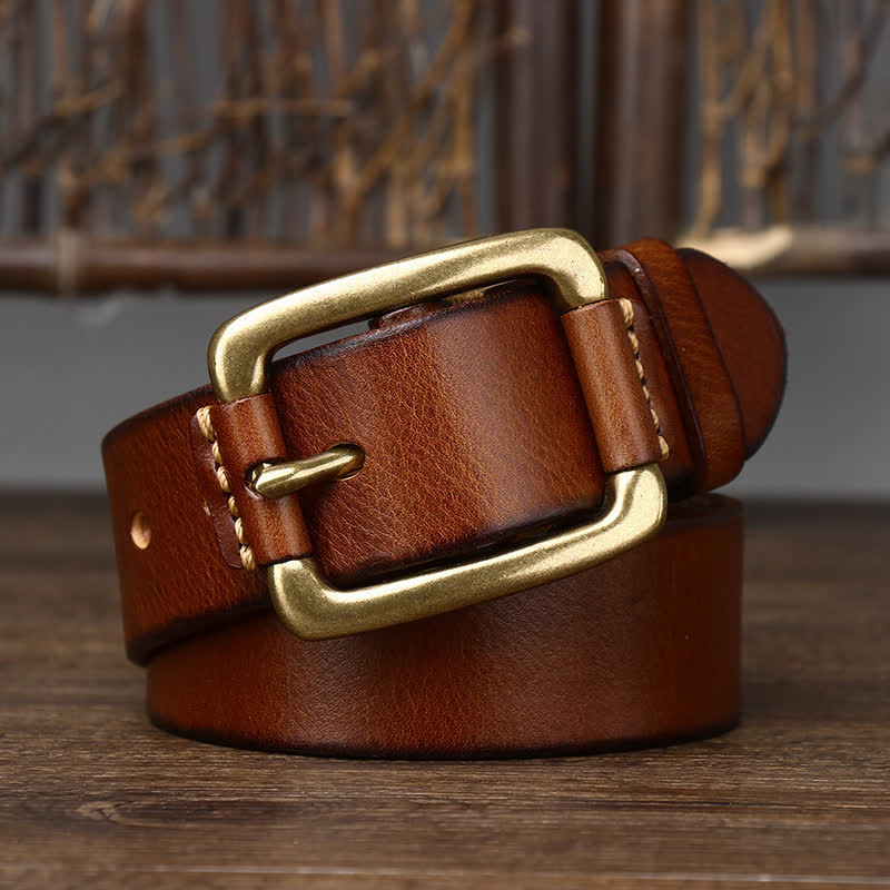 Men's Leisure Heavy Copper Buckle Leather Belt - image 11