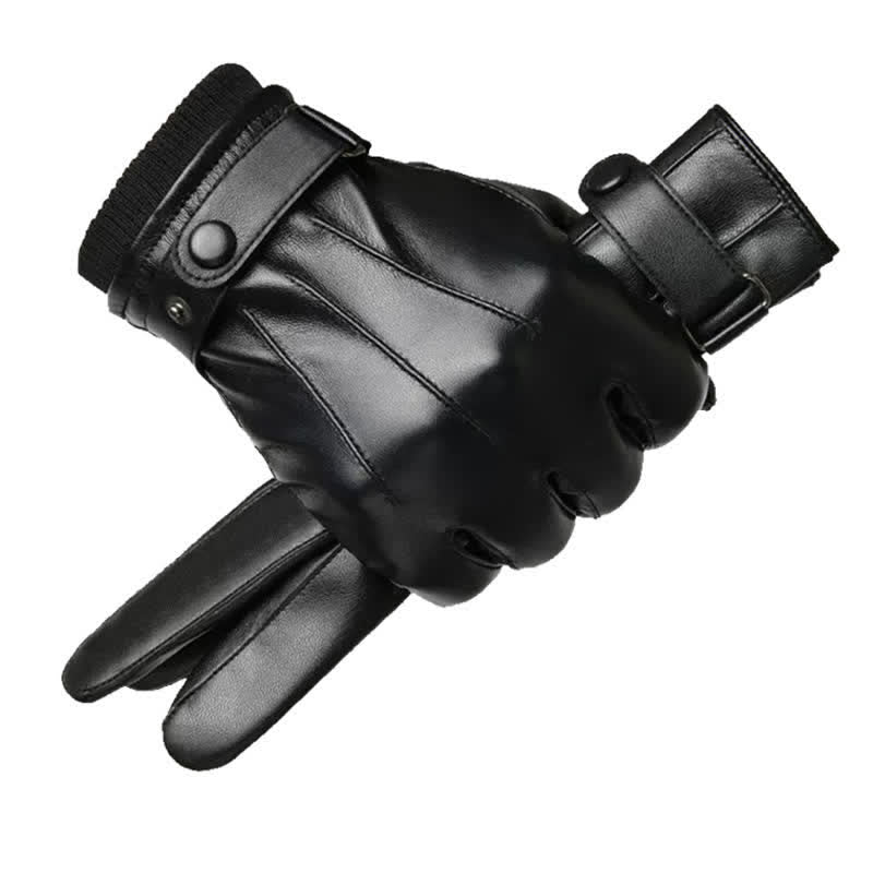 Men's Touch Screen Waterproof PU Leather Gloves - Style #2 - image 11