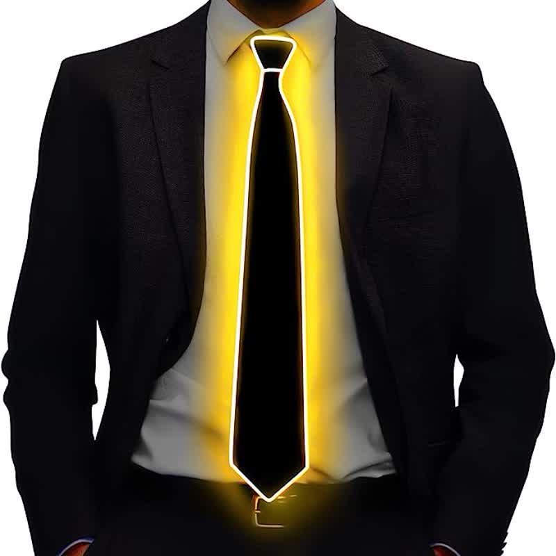 Funny Neon LED Colorful Glowing Necktie - Yellow - image 8