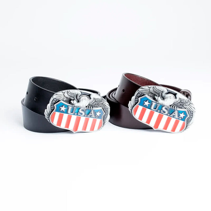 Men's Personality USA Flag Flying Eagle Leather Belt - image 7