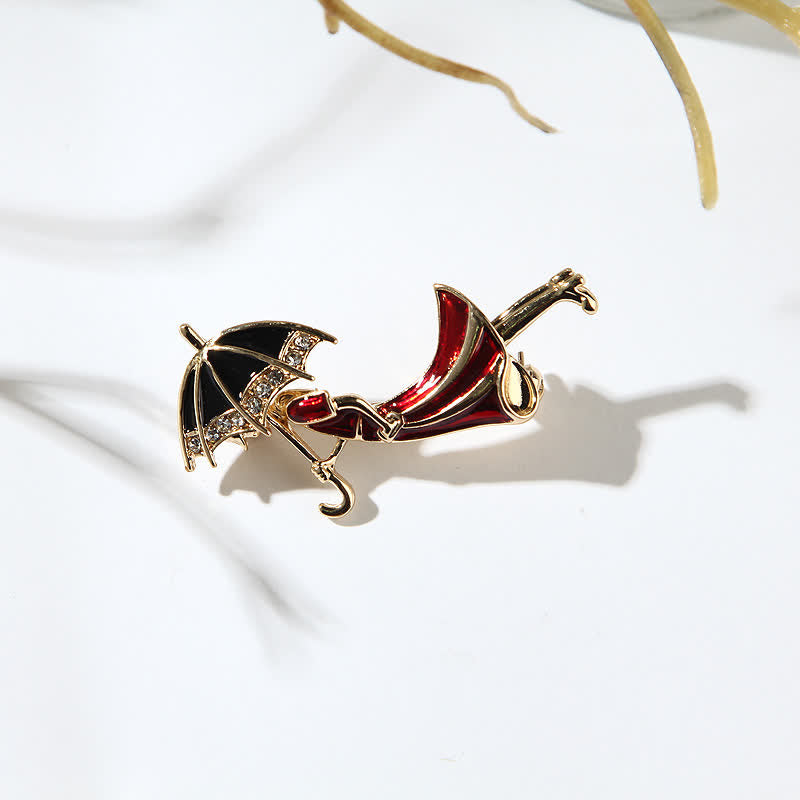 Women's Lovely Umbrella Red Lady Brooch - image 3