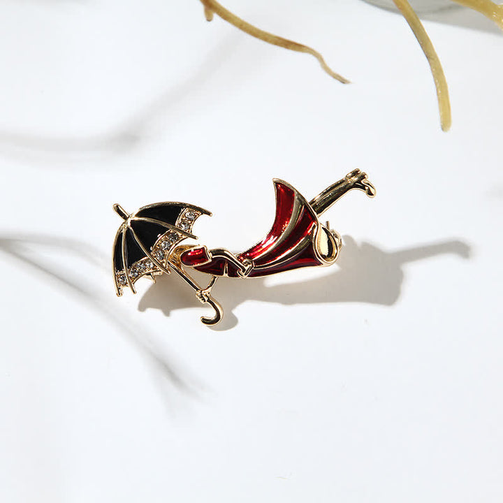 Women's Lovely Umbrella Red Lady Brooch - image 3