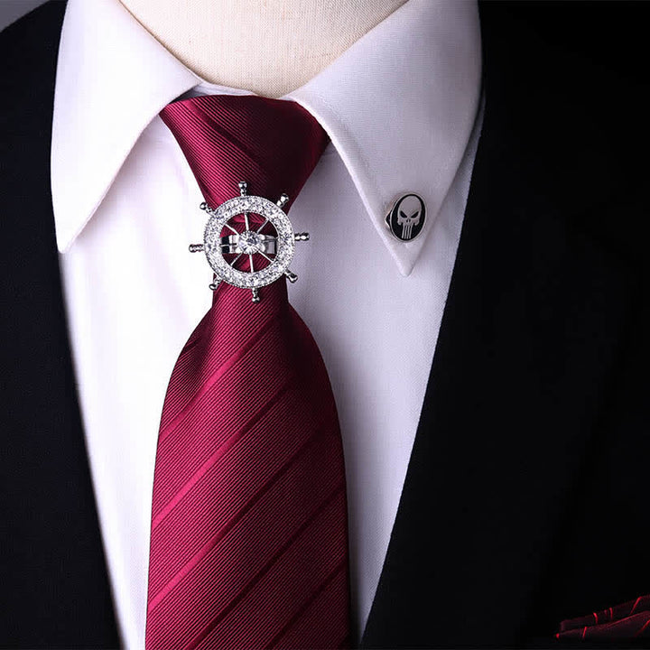 Men's Royal Throwback Pin Buckle Necktie - Helm & Burgundy Striped - image 3